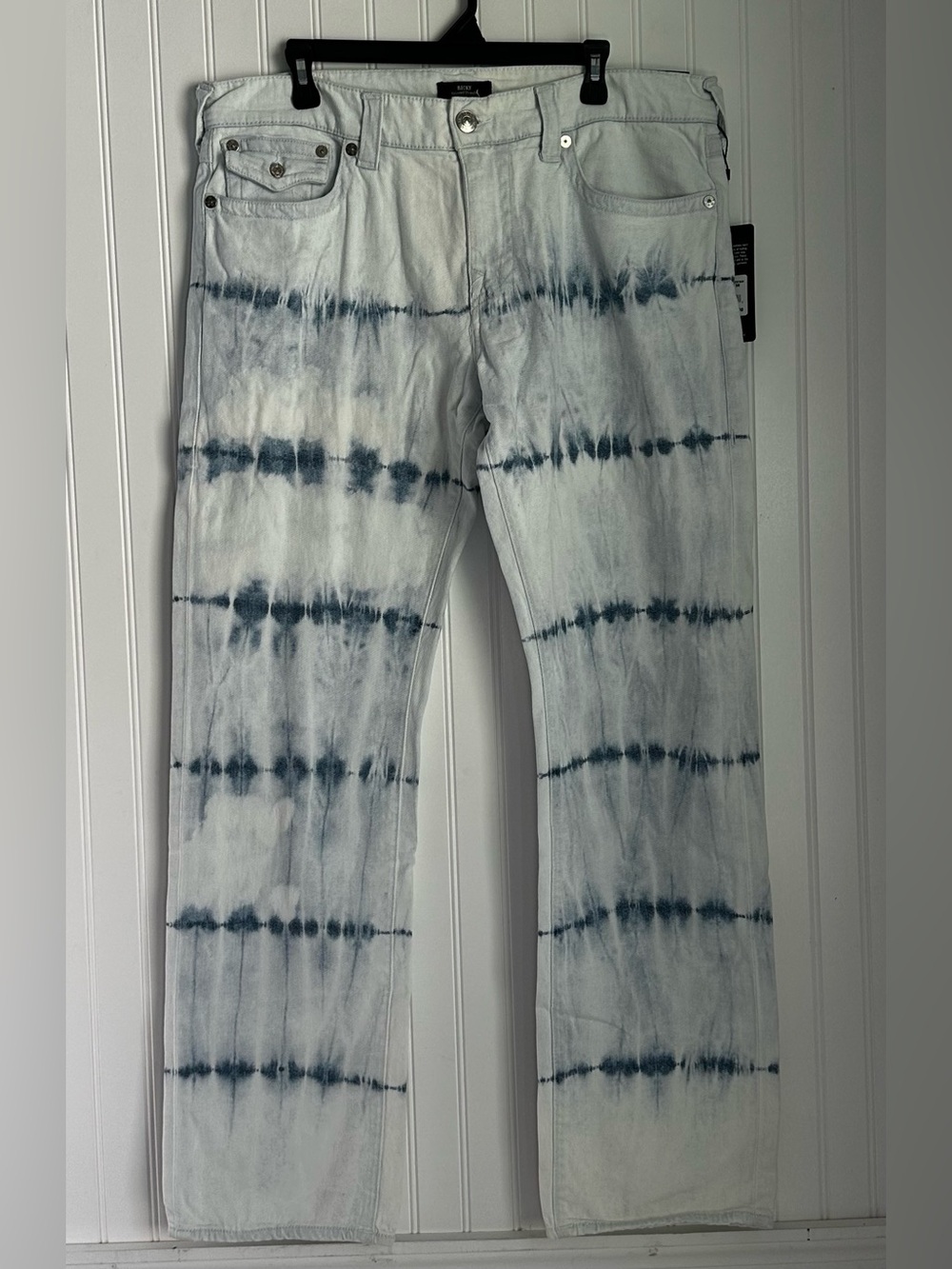 True Religion Men's Tie-Dye Straight Jeans - Blue on White